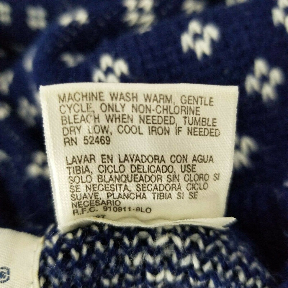 Men’s Size L Puritan Blue Reindeer / Moose Acrylic Sweater Trees Vintage Design - Picture 10 of 12